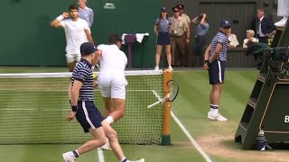 Novak djokovic smashing his racket in Aggression at Wimbledon final 2023 [upl. by Anital]