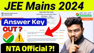 🔴🚨 Answer Key OUT  JEE Mains 2024 answer key 🔐  JEE Mains 2024 Result  Sonu Singh [upl. by Anaeli]