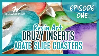 DRUZY INSERTS  Agate slice resin coasters using new Arteza mica powders [upl. by Beberg]