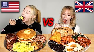 Full English Breakfast VS American Breakfast Try Each Others Breakfast US VS UK [upl. by Irmina]