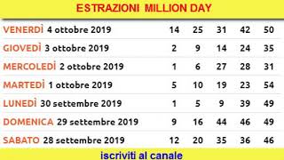 ESTRAZIONI MILLION DAY di questa settimana ultime estrazioni million day [upl. by Yenffad]