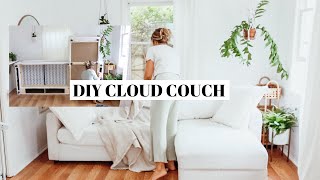 DIY COUCH COVER no sew super easy slipcover  ikea hack [upl. by Nilats]