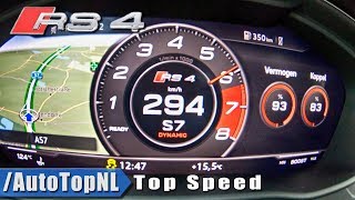 AUDI RS4 B9 29 V6 TURBO  ACCELERATION amp TOP SPEED 0294kmh LAUNCH CONTROL by AutoTopNL [upl. by Yesima]