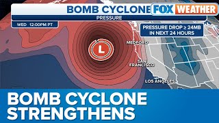 Bomb Cyclone Continues to Strengthen Eyes West Coast [upl. by Nuhsal]