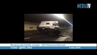 Berging gekantelde camper A29 Heinenoordtunnel [upl. by Roque]