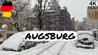 🇩🇪 AUGSBURG  BEETHOVENVIERTEL  A walking tour under intense snow fall [upl. by Fernando]