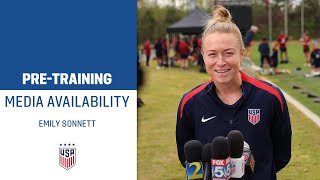 TRAINING CAMP MEDIA AVAILABILITY Emily Sonnett  April 2 2024  2024 SheBelieves Cup [upl. by Oirad]