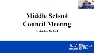 Bronxville Middle School Council Meeting  September 2024 [upl. by Hyde229]