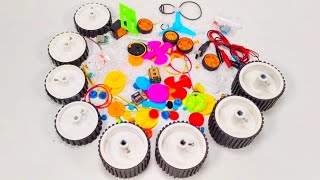 Unboxing DC motor kit science project kit  amazing gear kit  wheels DC motors type of gears [upl. by Ahsitil]