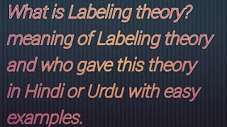 Labeling TheoryCriminology Theory meaning of Labeling Theory in Hindi or Urdu sociology [upl. by Allimak]