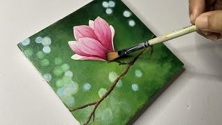 Magnolia flower paintingeasy acrylic painting tutorial for beginnersfloral painting47 [upl. by Wendy]