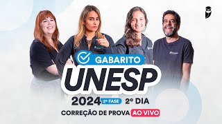 Gabarito UNESP 2024 2ª FASE 2º dia – Correção de prova AO VIVO [upl. by Alyl]