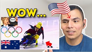 American reacts to The Story of the Most Surprising Gold Medal Steven Bradbury [upl. by Ireg]