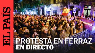 FERRAZ  Así ha sido la manifestación contra la amnistía en Madrid en la sede del PSOE  EL PAÍS [upl. by Stanfill821]