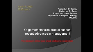 Oligometastatic colorectal cancer recent advances in management [upl. by Adalia]