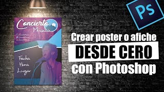 como crear un Poster o Afiche publicitario con Photoshop  Descarga gratis PSD y efecto duotono [upl. by Hallett]