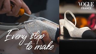 Making The Iconic Chanel Slingback From Start to Finish  Every Step to Make  Vogue France [upl. by Sug]