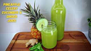 Pineapple Celery Cucumber and Ginger Juice  Juice for Inflammation Weight loss  JUENFO Kitchen [upl. by Thun]