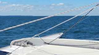 Sailing a Dragonfly 1200 Trimaran off Norwalk CT [upl. by Marysa]