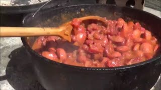 Beans and Franks in the Dutch Oven An American Classic Camp Dish [upl. by Erdied]