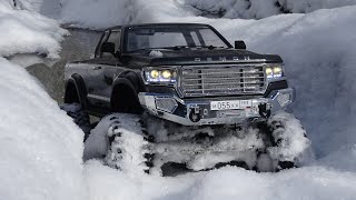 CrossRC EMO AT4V Pickup 110 Scale RC Crawler  Snow testing amp Black Sea coast scenery compilation [upl. by Beitnes]