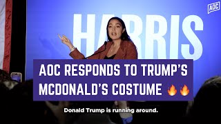 AOC responds to Trumps McDonalds costume  Alexandria OcasioCortez [upl. by Nylirek]