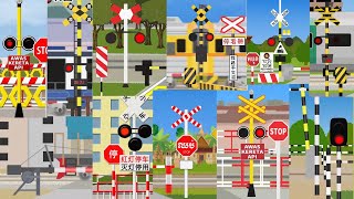 【踏切アニメ】アジアのふみきりがいろんな場所でカンカン😂😂😂Asian Railroad crossings on various places UPDATED [upl. by Oriole975]