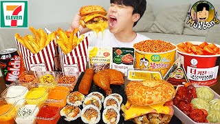 ASMR MUKBANG 편의점 핵불닭 미니 떡볶이 amp 핫도그 amp 김밥 FIRE Noodle amp HOT DOG amp GIMBAP EATING SOUND [upl. by Kendall]