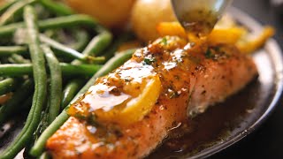 Honey Garlic Butter Baked Salmon  Ready in 15 Mins [upl. by Nivej]