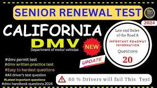 California DMV Senior Written Test 2024 DMV Permit Test  Latest Important Questions [upl. by Komara]