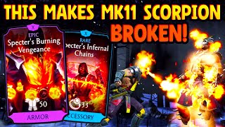 MK Mobile MK11 Scorpion  MAXED New Specters Burning Vengeance is BUSTED Melting Everything [upl. by Suoilenroc]