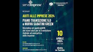 AIUTI ALLE IMPRESE – Novità 2024 “PIANO TRANSIZIONE 50” e “NUOVA SABATINI GREEN” [upl. by Sucramal]