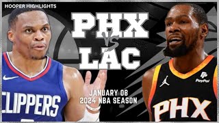 Phoenix Suns vs LA Clippers Full Game Highlights  Jan 8  2024 NBA Season [upl. by Eudoxia]