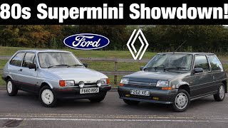 Ford Fiesta Mk2 vs Renault 5  80s Supermini Shootout 1988 Fiesta 14S amp 1989 Supercinq Monaco [upl. by Wyndham726]