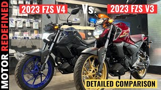 Finally Yamaha FZS V4 2023 New Model Vs Yamaha FZS V3 Detailed Comparison  Motor Redefined [upl. by Endys310]