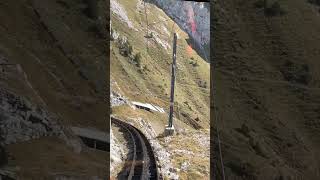 How to drive a Cogwheel train passing cliff  Swiss Alps  Mount Pilatus [upl. by Dao]