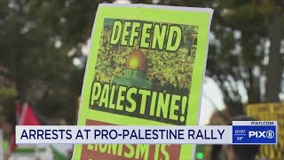 NYPD and protesters clash at proPalestine rally in Brooklyn [upl. by Aihc]