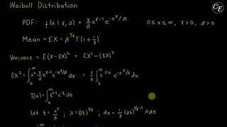 Weibull Distribution  Derivation of Mean Variance amp Moments in English [upl. by Ainnek]