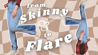 Flared Jeans DIY  what to do with skinny jeans ep 1 [upl. by Anilat]