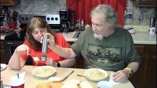 Cooking and Eating Easy Alfredo Spaghetti Supper  Desert [upl. by Bruni]