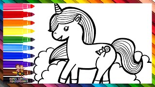 Wie man ein Einhorn zeichnet 🦄 Ein niedliches Einhorn zeichnen und ausmalen 🌈 Kinderzeichnungen [upl. by Yenittirb]