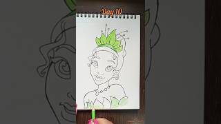 Day 10 Tiana Disney princess👸 artist disneyartchallenge colorpencil fanart tiana shorts [upl. by Neenad]