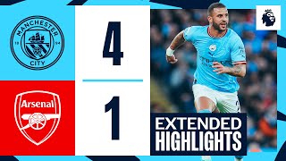 EXTENDED HIGHLIGHTS  Man City 41 Arsenal  De Bruyne Stones amp Haaland Goals [upl. by Anirac500]