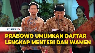 FULL Daftar Lengkap Kabinet Merah Putih Presiden Prabowo Subianto Umumkan di Istana Merdeka [upl. by Nrev956]