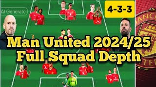 CONFIRMED✅Man United 202425 Squad depth with new signings manchesterunited zirkzee mazraoui [upl. by Marmawke]