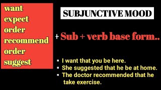 Verb of desire  Sub  Verb base formSubjunctive mood of verbLearn this concept [upl. by Pearla]