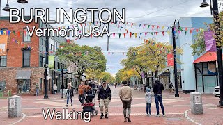 Walking Downtown Burlington  Vermont  USA  walking on Church Street 4K [upl. by Anneiv378]