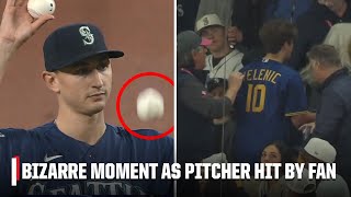 Fan removed after nearly striking George Kirby with ball in Seattle  MLB on ESPN [upl. by Annez]