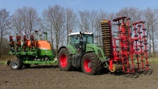 Fendt 936 met Güttler en Amazone EDX 6000 TC maiszaaimachine Trekkerweb [upl. by Brynna]