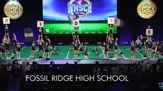 Fossil Ridge High School UCA Nationals 2023 small varsity D1 game day semifinals [upl. by Aniryt]